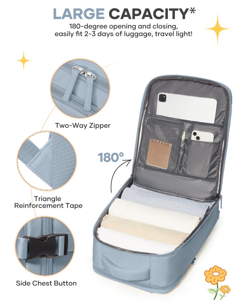 coofay Travel Backpack For Women Men Airline Approved Carry On Backpack Flight Approved Waterproof Sports Luggage Backpack Casual Daypack Small Hiking Backpack Grey Blue - Image 5