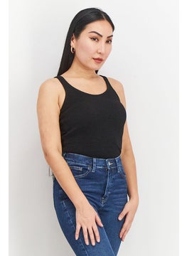 Remain Birger Christensen Women Scoop Neck Open Back Sleeveless Textured Bodysuit, Black  - Image 3