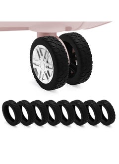 Excefore Luggage Wheel Covers, 8 Pcs Suitcase Wheel Protectors, Adhesive Silicone Wheel Protective Covers, Anti Fall-off Luggage Wheel Protector for Carry On Luggage Suitcases (Black)  - Image 1