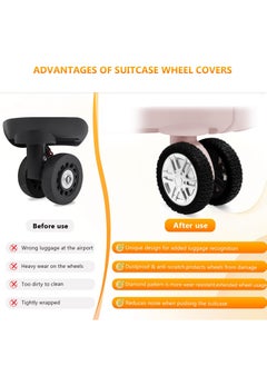 Excefore Luggage Wheel Covers, 8 Pcs Suitcase Wheel Protectors, Adhesive Silicone Wheel Protective Covers, Anti Fall-off Luggage Wheel Protector for Carry On Luggage Suitcases (Black)  - Image 5