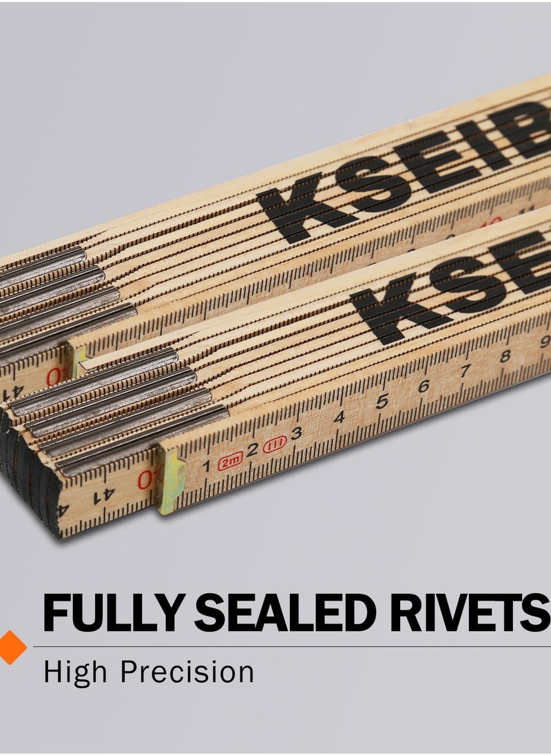 KSEIBI Wooden Folding Ruler, "2.0M, Wood, Foldable Ruler, Measurement tool, Portable, for Carpenters and for Carpentry and Woodworking, Construction and Building Trades and Surveying and Land Measurement.  - Image 2