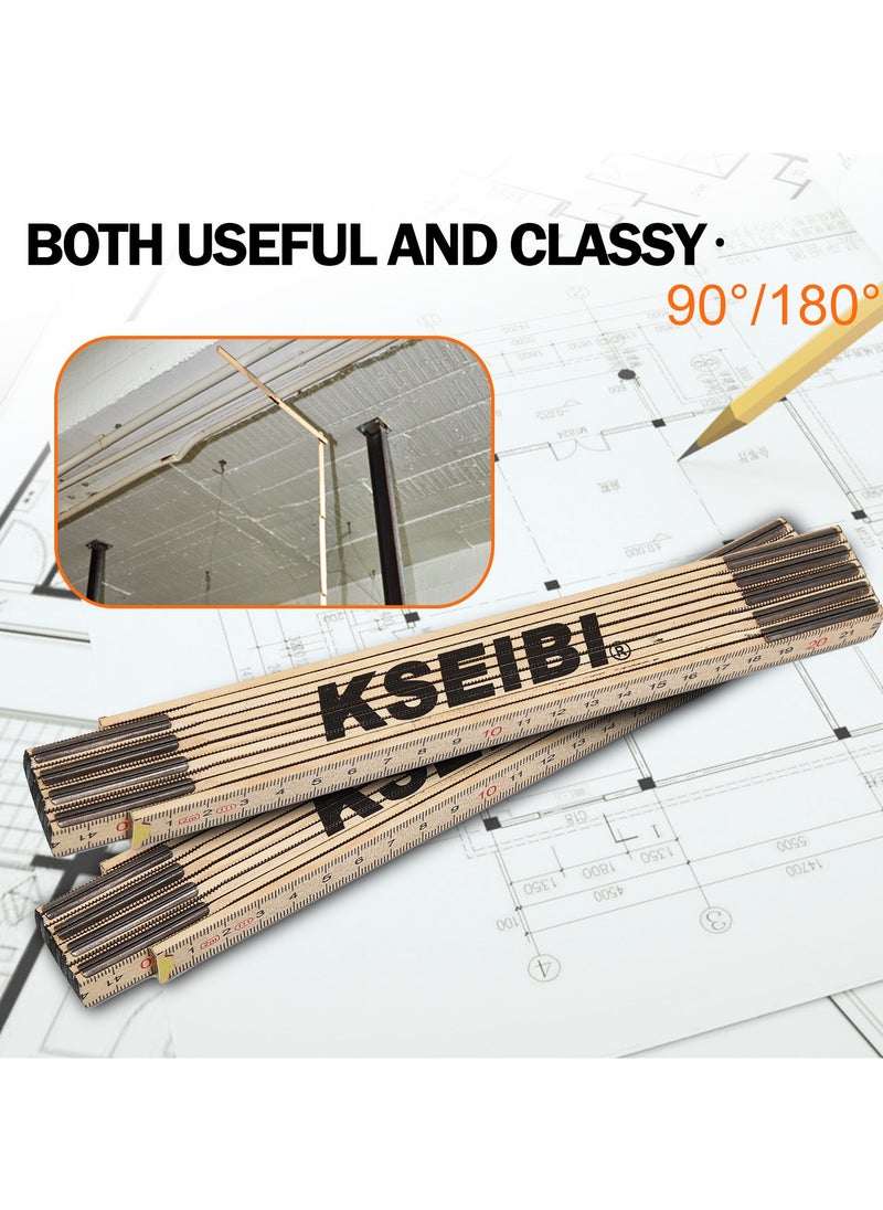 KSEIBI Wooden Folding Ruler, "2.0M, Wood, Foldable Ruler, Measurement tool, Portable, for Carpenters and for Carpentry and Woodworking, Construction and Building Trades and Surveying and Land Measurement.  - Image 5