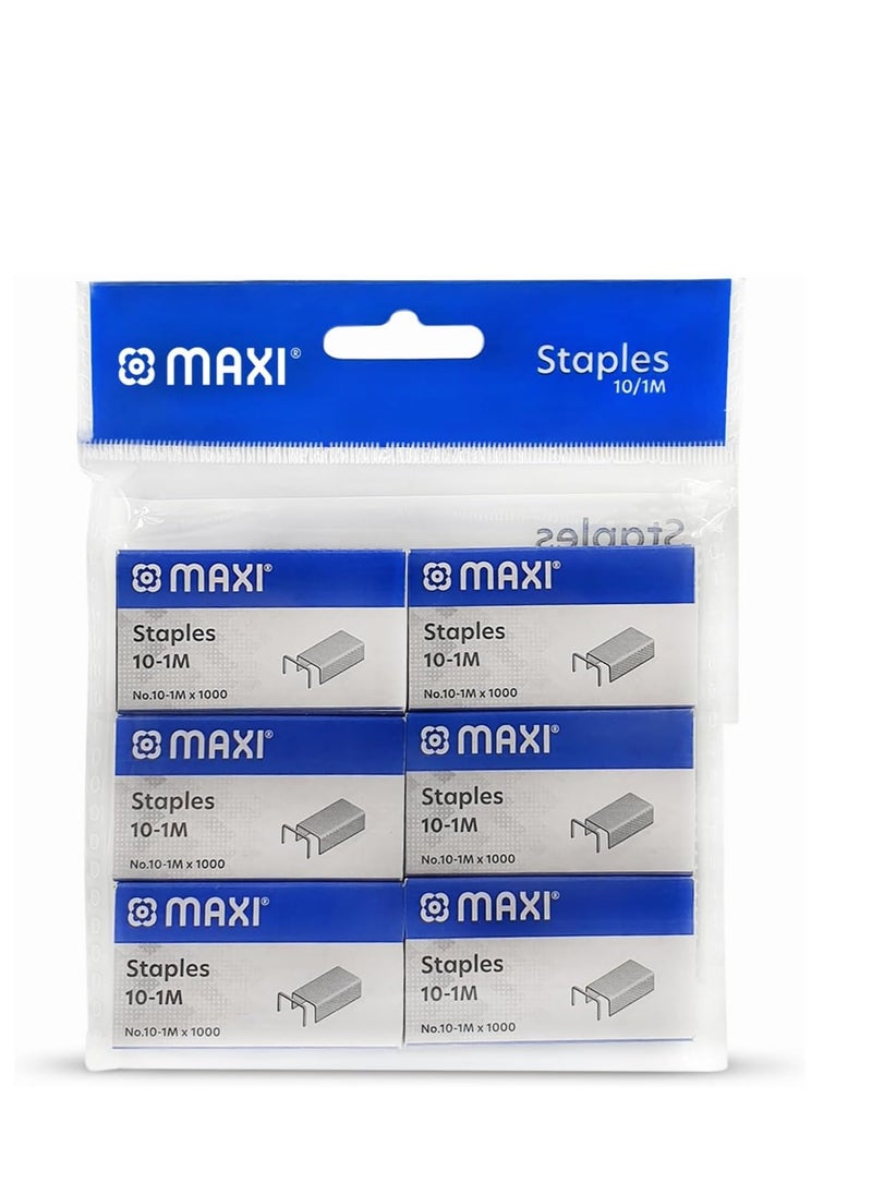 Maxi Maxi No10-1M Staple Pins 6Pkts in a Poly Bag (6000 Staples)  - Image 1