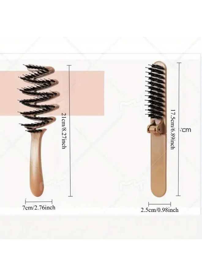 Straight Handle Lightning Fluffy Comb And Foldable Portable Hair Brush Set - Image 5