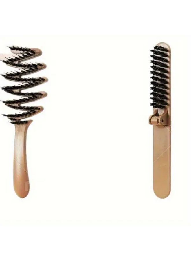 Straight Handle Lightning Fluffy Comb And Foldable Portable Hair Brush Set - Image 4