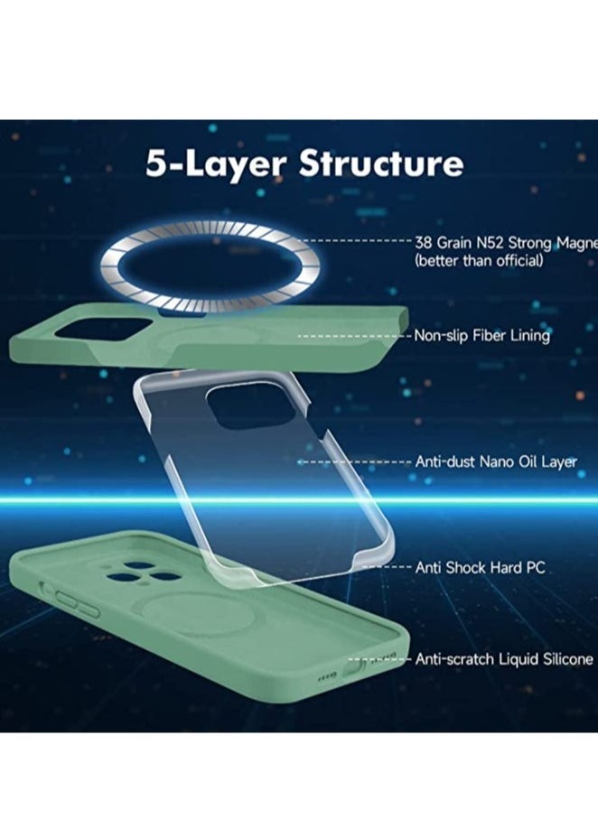 Raxoom iPhone 12 Pro Max with 2 Pack Tempered Glass Screen Protector Magsafe Case Silicone Phone Case with Microfiber Lining for iPhone 12 Pro Max 6.7 inch 2022,Green - Image 5