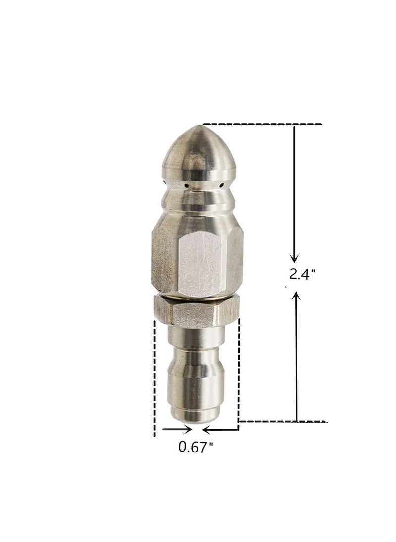 MIZORLIE MIZORLIE (2 Sets) Pressure Washer Sewer Jetter Nozzle with Stainless Steel, Mini Compact Durable Sewer Jet Nozzle,Pressure Drain Jetter Hose Nozzle,1/4'' Quickly Connector, 5000 PSI  - Image 2