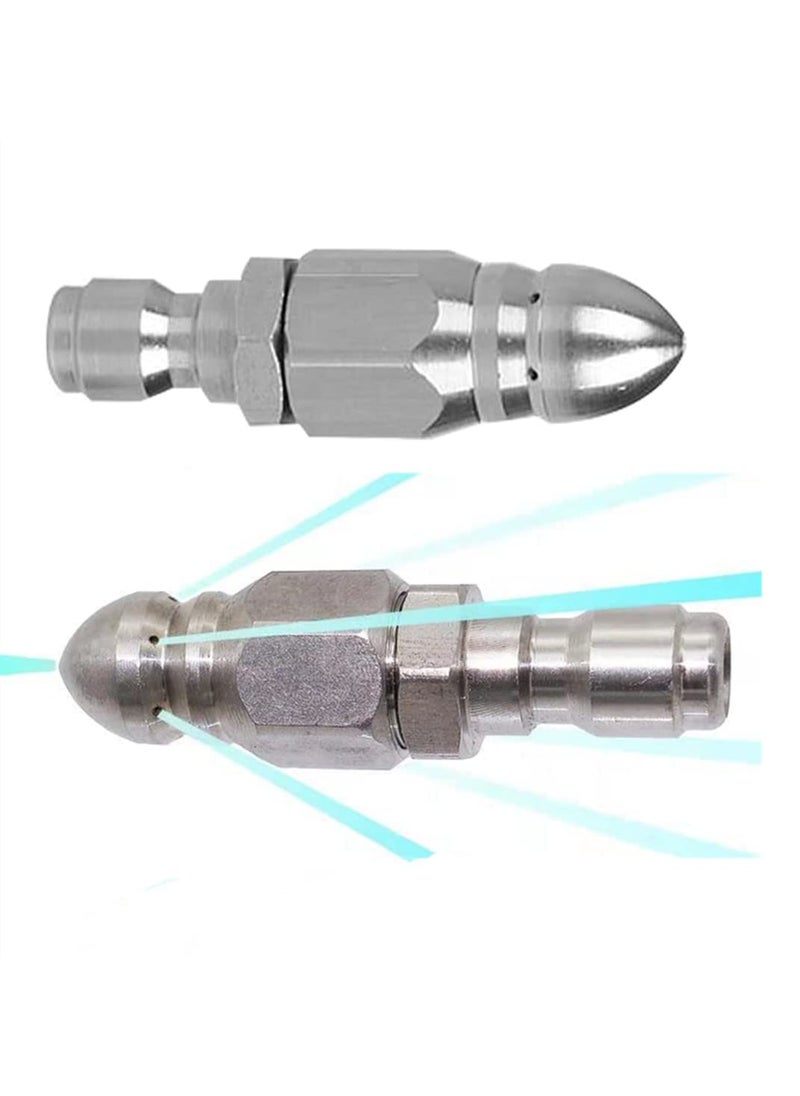 MIZORLIE MIZORLIE (2 Sets) Pressure Washer Sewer Jetter Nozzle with Stainless Steel, Mini Compact Durable Sewer Jet Nozzle,Pressure Drain Jetter Hose Nozzle,1/4'' Quickly Connector, 5000 PSI  - Image 1