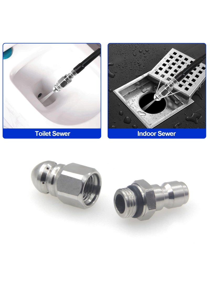 MIZORLIE MIZORLIE (2 Sets) Pressure Washer Sewer Jetter Nozzle with Stainless Steel, Mini Compact Durable Sewer Jet Nozzle,Pressure Drain Jetter Hose Nozzle,1/4'' Quickly Connector, 5000 PSI  - Image 4
