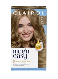 CLAIROL Nicen Easy Crème Natural Looking Oil Infused Permanent Hair Dye 7A 7C Dark Ash Blonde  - Image 1