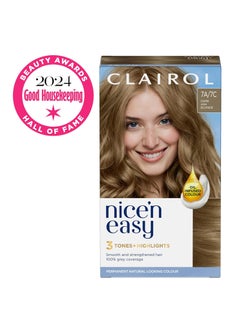 CLAIROL Nicen Easy Crème Natural Looking Oil Infused Permanent Hair Dye 7A 7C Dark Ash Blonde  - Image 3