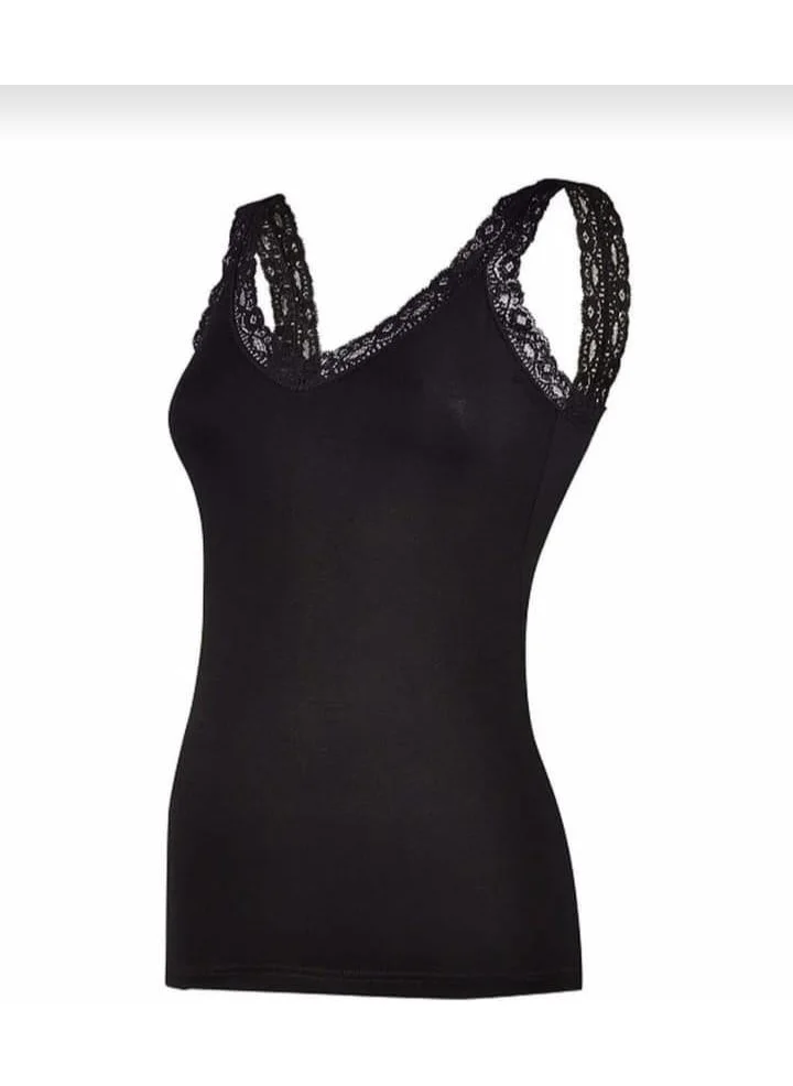Yıldız Yildiz 2261 Women's Thick Strap Modal V Neck Lace Singlet