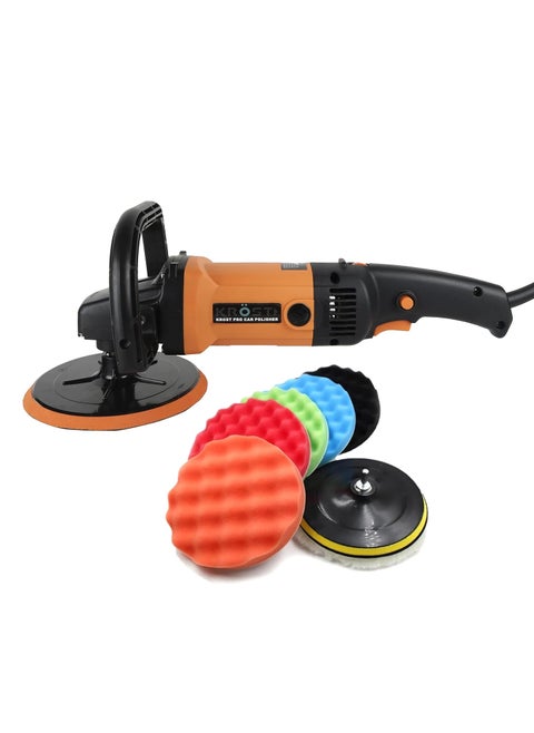 KROST PRO Super Combo 7 Car Polisher Machine Combo With 7 Polishing Waxing Buffing Sponge Pads Kit Speed Adjustment Copper Winding KROST