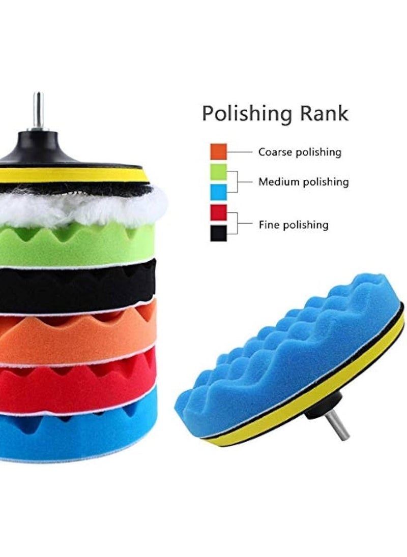 KROST PRO Super Combo 7 Car Polisher Machine Combo With 7 Polishing Waxing Buffing Sponge Pads Kit Speed Adjustment Copper Winding KROST