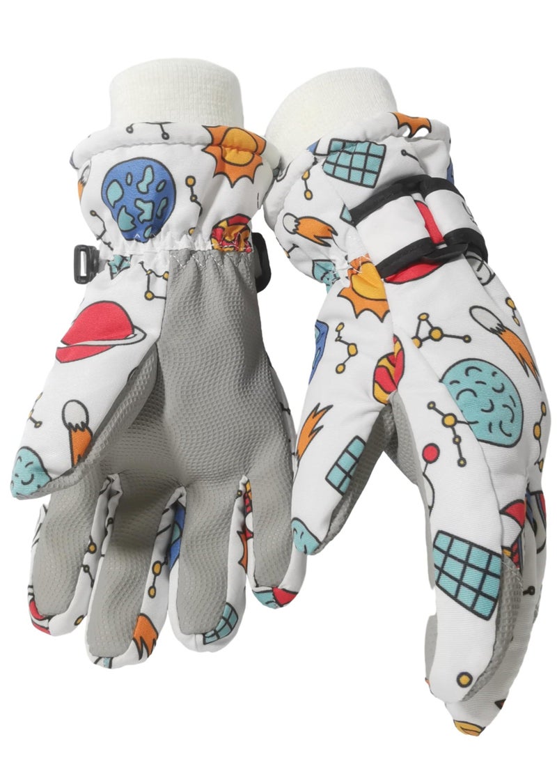 Generic Kids Ski Gloves, Waterproof Winter Gloves with Touch Screen Fingers, Linking Buckles Non-Slip for Skiing, Outdoor Gear 6-14 Years Old Boys and Girls - Image 1
