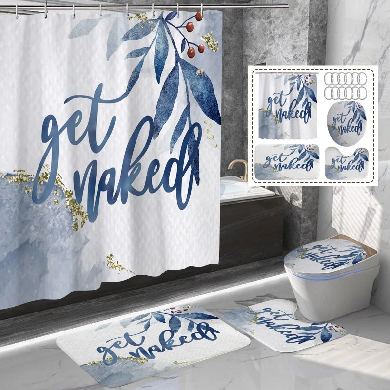 Bluejw Shower Curtain Sets 4 Pieces Bathroom With Shower Curtain and Rugs - Image 4