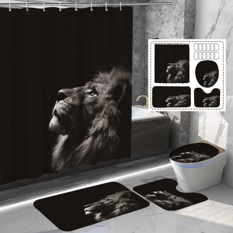Bluejw Shower Curtain Sets 4 Pieces Bathroom With Shower Curtain and Rugs - Image 5