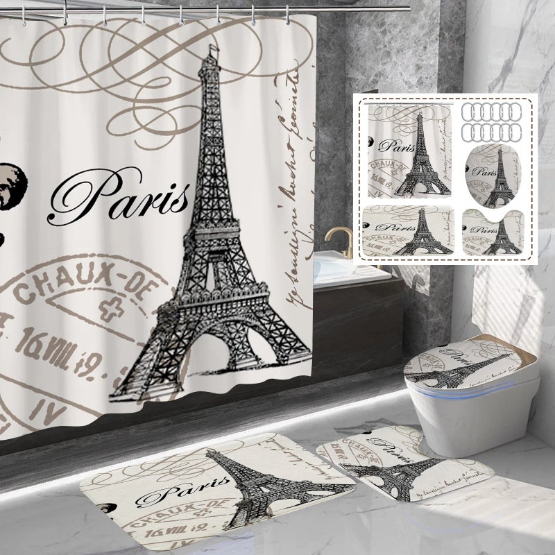 Bluejw Shower Curtain Sets 4 Pieces Bathroom With Shower Curtain and Rugs - Image 2