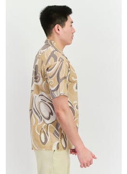 Jack Jones Men Regular Fit Floral Print Short Sleeve Casual Shirt, Beige  - Image 2