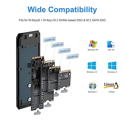 GODO RGB M.2 PCIe NVMe/SATA SSD External Enclosure,Portable USB C to M.2 Nvme Sata Adapter Tool Free,10Gbps 3.1/3.2 Gen 2, Support UASP Trim for M (B+M) Key - Image 5