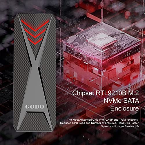 GODO RGB M.2 PCIe NVMe/SATA SSD External Enclosure,Portable USB C to M.2 Nvme Sata Adapter Tool Free,10Gbps 3.1/3.2 Gen 2, Support UASP Trim for M (B+M) Key - Image 4