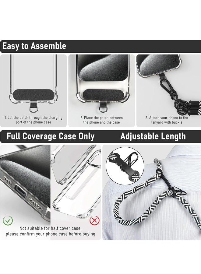 120CM Cell Phone Lanyard Adjustable Nylon Neck Strap Crossbody Thick Rope Lanyard Spacer, with Ultra Thin Patch - Image 4