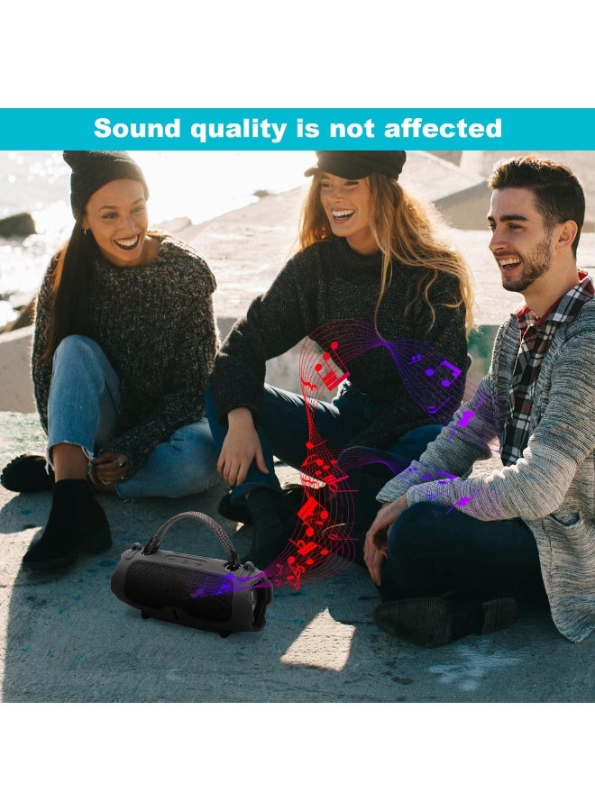 حالة السيليكون لشحن JBL 6 مكبر الصوت المحمول ، السفر يحمل غطاء واقي مع حزام الكتف القابل للتعديل غطاء منفذ USB المضاد للغبار لشحن 6 ملحقات مكبر الصوت (أسود) - Image 5