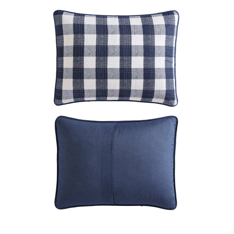 Eddie Bauer- King Quilt Set, Cotton Reversible Bedding with Matching Shams, Luxurious Bedding Set (Lakehouse Plaid Blue, King) - Image 4