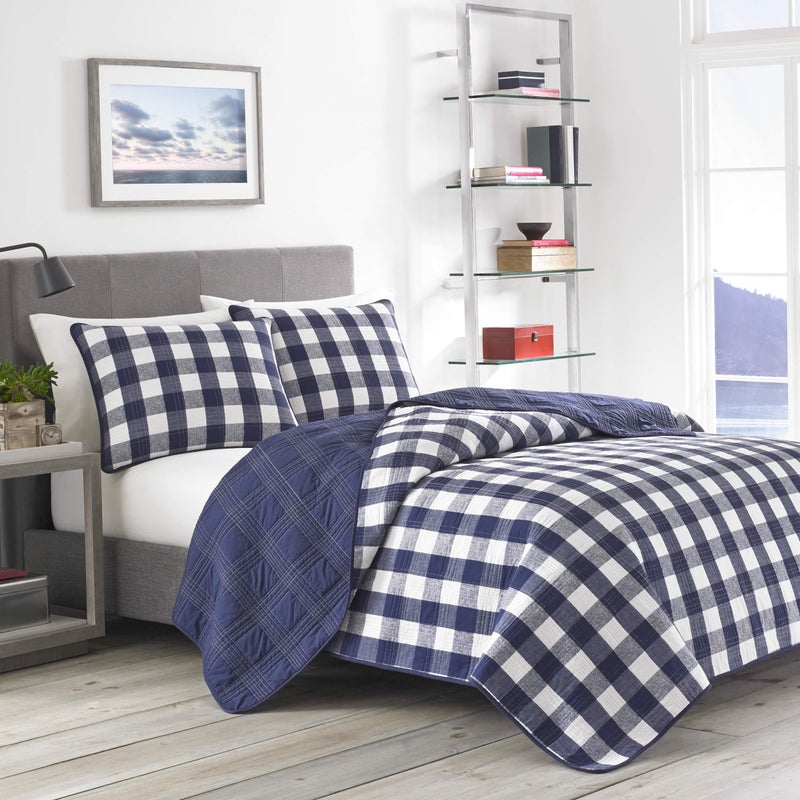 Eddie Bauer- King Quilt Set, Cotton Reversible Bedding with Matching Shams, Luxurious Bedding Set (Lakehouse Plaid Blue, King) - Image 5