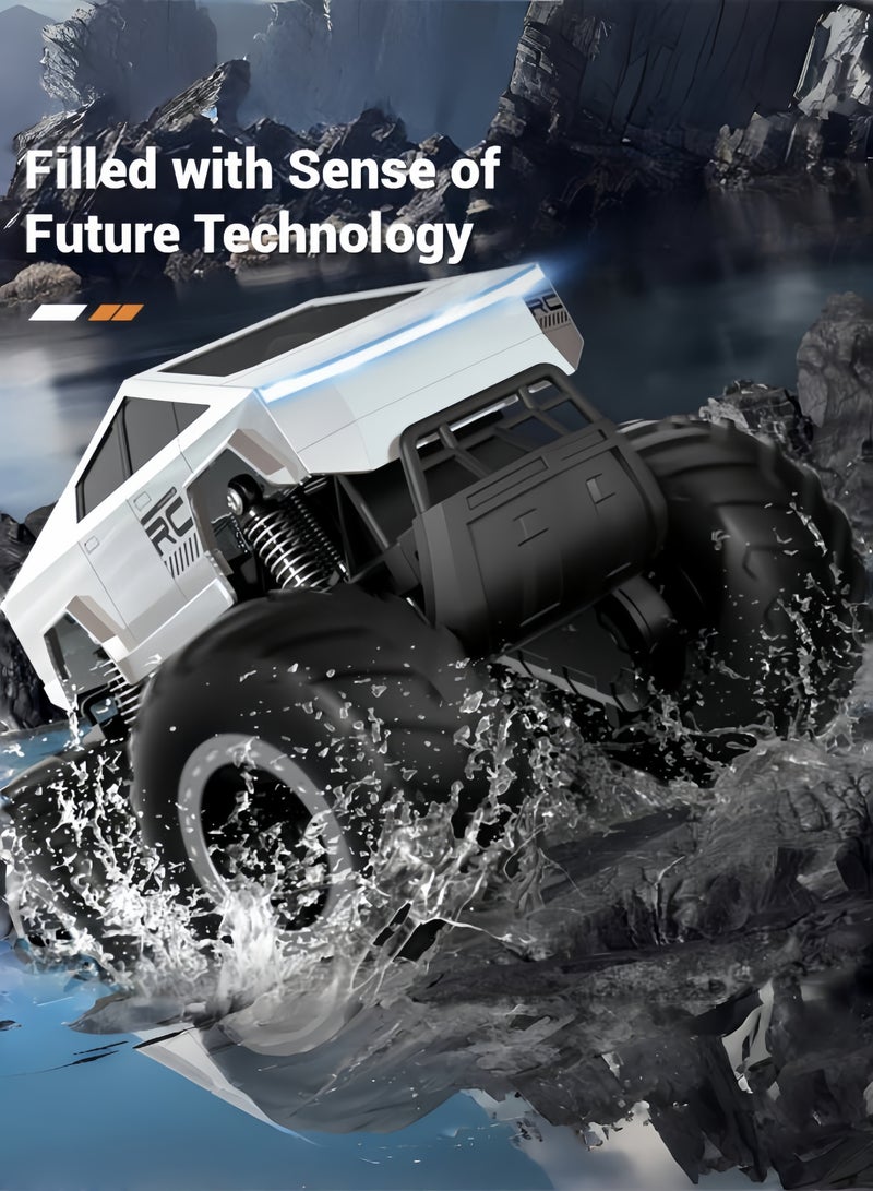 AL RAID 1:16 Scale Remote Control Car Off-Road Pick-up Truck, 4WD Waterproof RC Cars Hobby 2.4GHz Kids Toys for All Terrain, Monster RC Truck Car Toys Vehicles Kids Gifts for Boys/Girls Ages 8+ (RC car*1, remote control*1, USB charging cable*1, batteries*2, English instruction manual*1) - Image 4