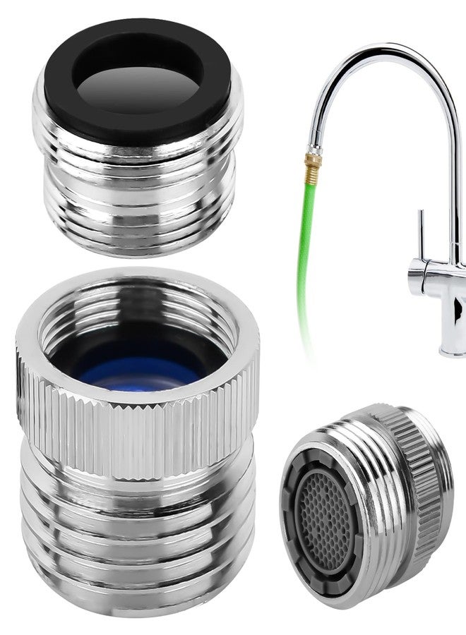 ZEVOFIUR Faucet To Garden Hose Adapter,Brass Faucet Adapter Kit With Aerator,Sink Faucet To Garden Hose Adapter For Bathroom and Kitchen,3/4" Ght Thread Chrome - Image 1