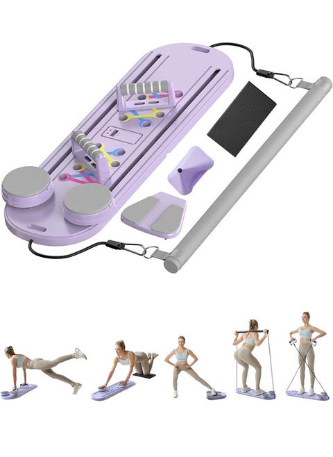 Pilates Board - Pilates Reformer Set, Multi-Purpose Foldable Pilates Reformer Board for Home, 15 in 1 Pilates Sliding Board