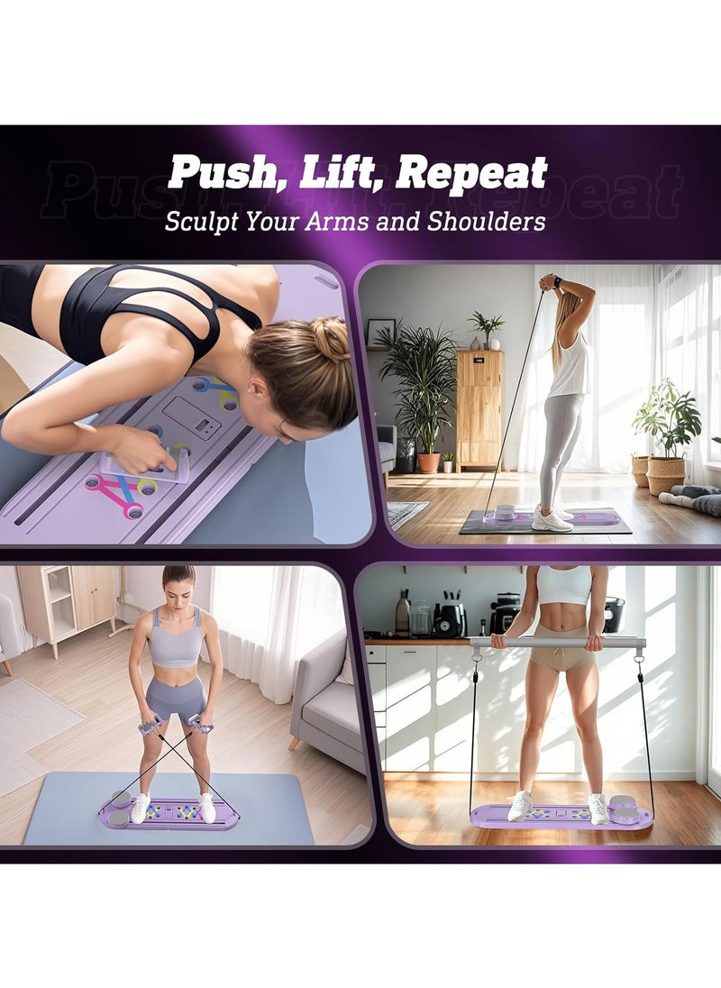 Pilates Board - Pilates Reformer Set, Multi-Purpose Foldable Pilates Reformer Board for Home, 15 in 1 Pilates Sliding Board