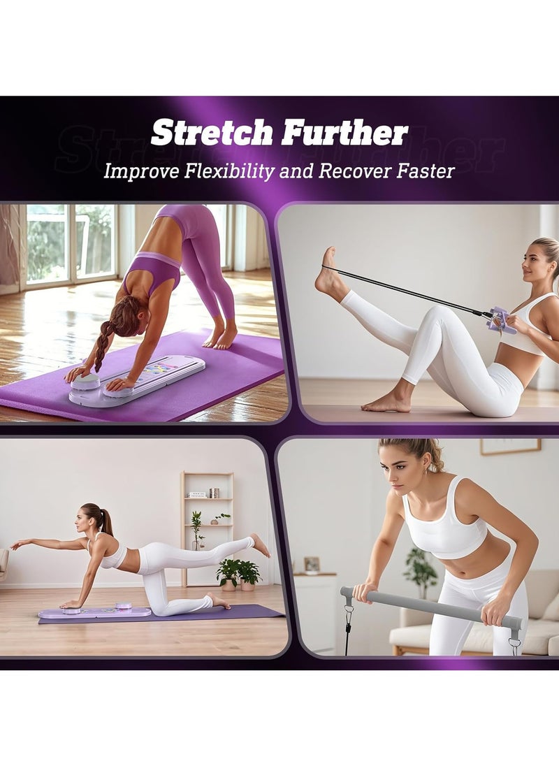 Pilates Board - Pilates Reformer Set, Multi-Purpose Foldable Pilates Reformer Board for Home, 15 in 1 Pilates Sliding Board