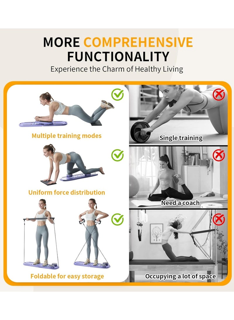 Pilates Board - Pilates Reformer Set, Multi-Purpose Foldable Pilates Reformer Board for Home, 15 in 1 Pilates Sliding Board