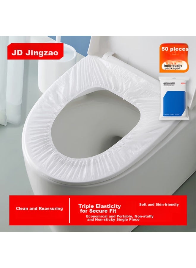 JD.com Jd Jingzao أغطية مقاعد المرحاض القابلة للتصرف، عبوة 50 قطعة، مغلفة بشكل فردي، للسفر، الفنادق، والنظافة - Image 1