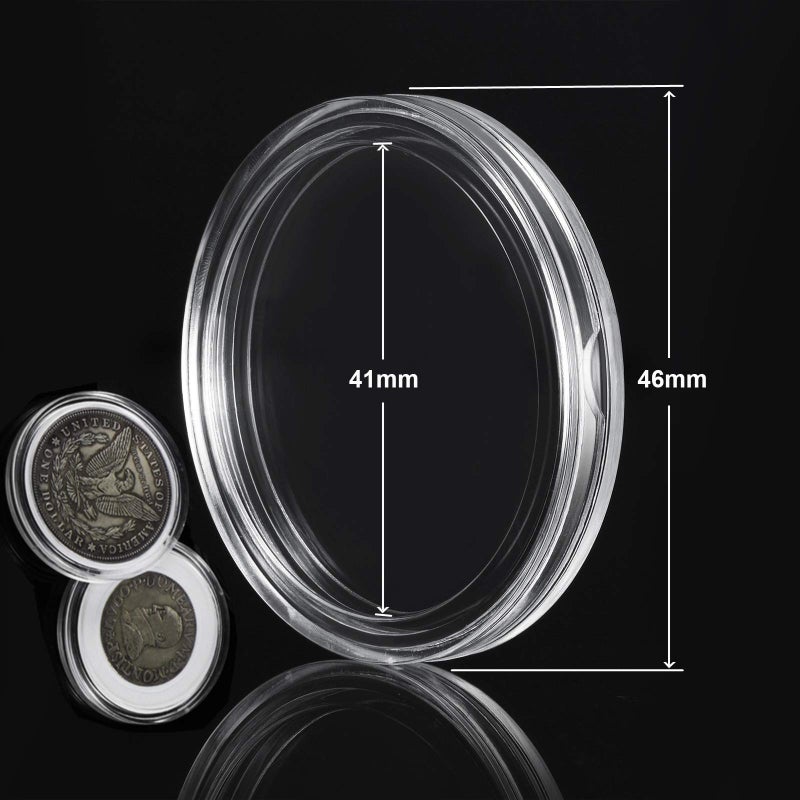 MUDOR 41 mm Coin Holder, 60 Pieces Silver Dollar Capsules with Foam Gasket, Professional Storage Case Box for Coin Collection - Image 5