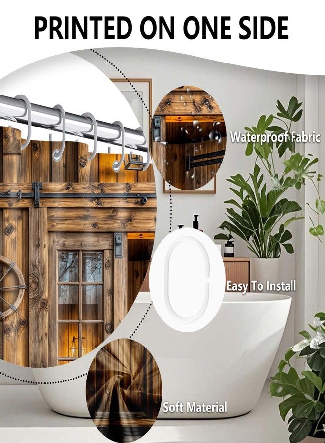 Drgilau Rustic Barn Door Shower Curtain, Farmhouse Door Shower Curtain Brown Western Bathroom Curtains Decor Waterproof Retro Farm Wood Bathroom Curtains with Hooks 72X72 Inch - Image 5