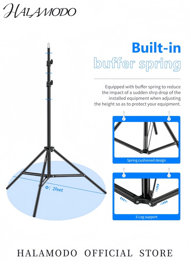 HALAMODO - Light Stand Photography Tripod Stand Floor Selfie Ring Light Support for Studio & Umbrella & Backdrop & LED Panel & Speedlite Flashes & Reflector & Strobes & Video Lights - Image 1