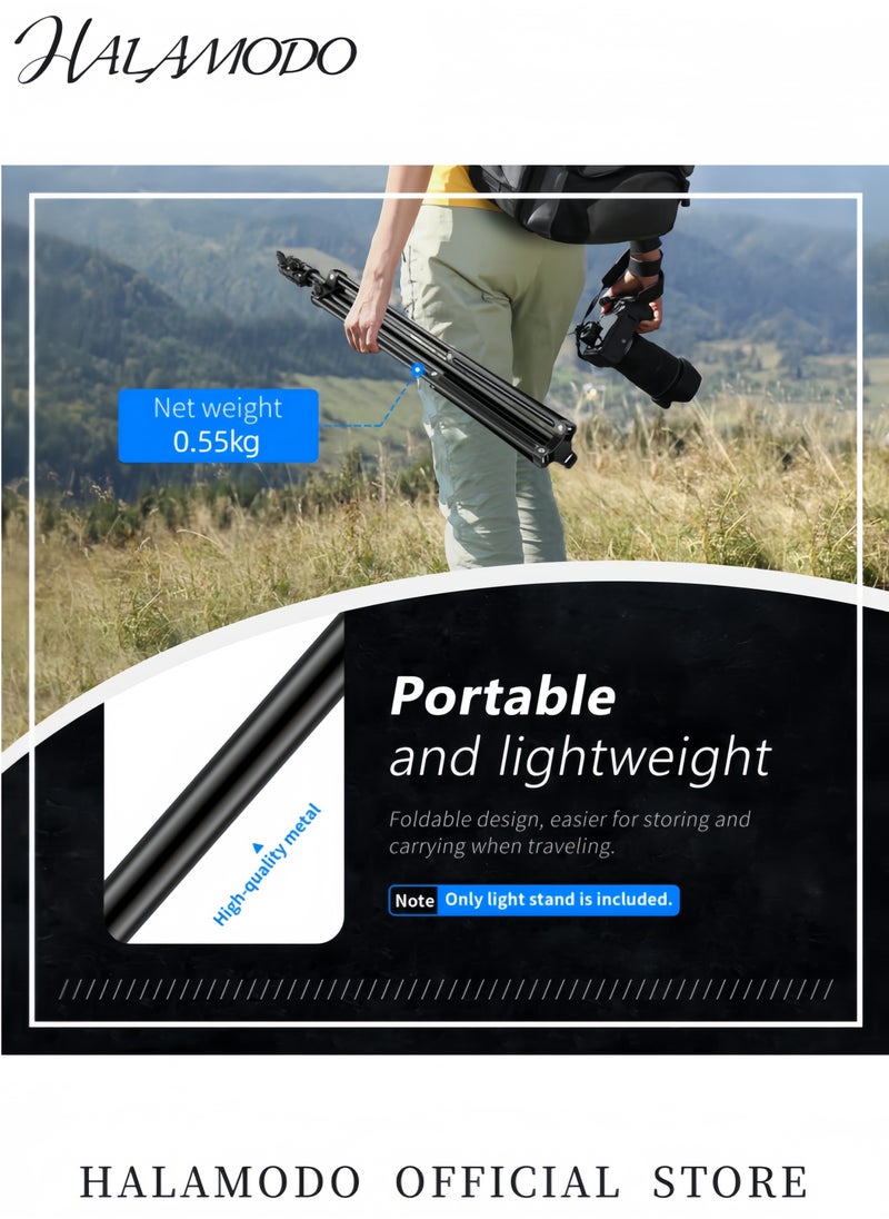 HALAMODO - Light Stand Photography Tripod Stand Floor Selfie Ring Light Support for Studio & Umbrella & Backdrop & LED Panel & Speedlite Flashes & Reflector & Strobes & Video Lights - Image 1