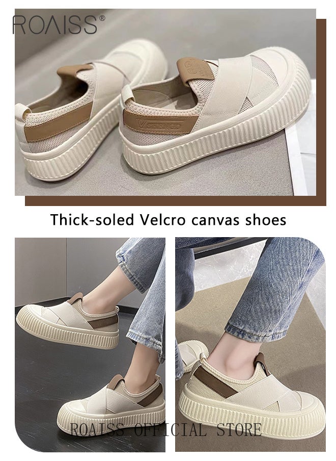 Platform Sole Canvas Shoes Lightweight and Breathable Slip On Design Casual Cloth Shoes Solid Color - pzsku/ZA8096412ACA09193E381Z/45/_/1714291161/e80caed9-c811-4005-9dcb-eba44a945b09