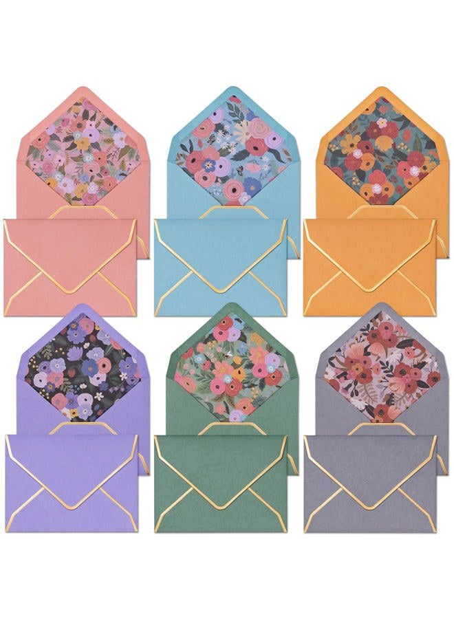 Prims & Flourish Gift Card Envelopes - 60-Count Mini Envelopes with Gold Foil Border, Lined Bulk Business Card Envelopes, 6 Colors, 4 x 2.7 Inches - Image 1