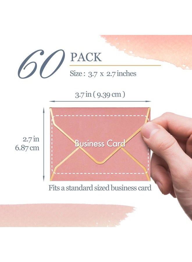 Prims & Flourish Gift Card Envelopes - 60-Count Mini Envelopes with Gold Foil Border, Lined Bulk Business Card Envelopes, 6 Colors, 4 x 2.7 Inches - Image 3