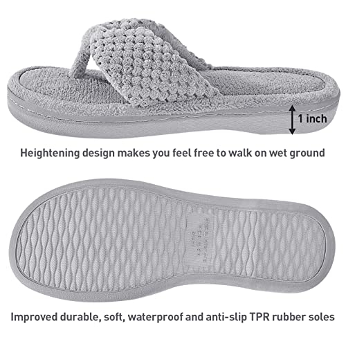 Parlovable Women's Flip Flop Slippers Memory Foam Slip on Thong Slipper, Breathable Cozy Open Toe House Shoes, Anti-Skid Rubber Sole Sandal Indoor Outdoor Grey 7-8 - Image 3