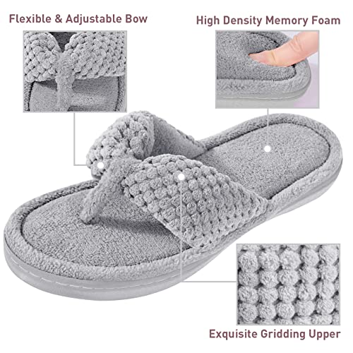 Parlovable Women's Flip Flop Slippers Memory Foam Slip on Thong Slipper, Breathable Cozy Open Toe House Shoes, Anti-Skid Rubber Sole Sandal Indoor Outdoor Grey 7-8 - Image 2