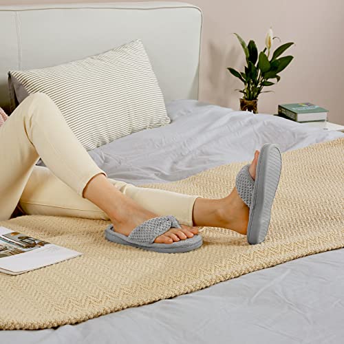 Parlovable Women's Flip Flop Slippers Memory Foam Slip on Thong Slipper, Breathable Cozy Open Toe House Shoes, Anti-Skid Rubber Sole Sandal Indoor Outdoor Grey 7-8 - Image 5