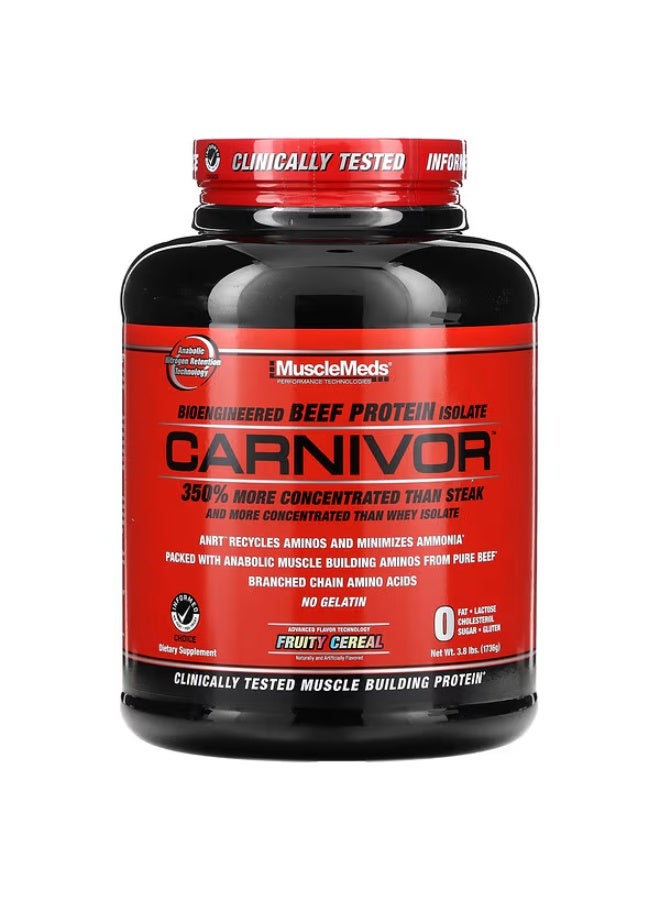 MuscleMeds, Carnivor, Bioengineered Beef Protein Isolate, Fruity Cereal, 3.8 lbs (1,736 g) - Image 1