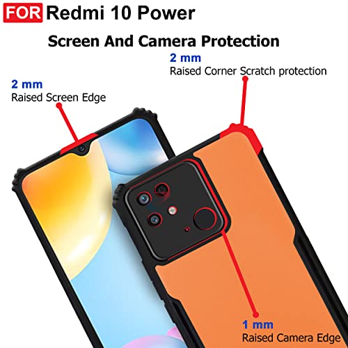 CEDO Backcover for Redmi 10 Power / 10C / Redmi 10 (4G) | Camera Protection Shockproof Bumper-Edge | Acrylic Crystal Clear 360 Degree Protection TPU+PC | Transparent Eagle Back Case Cover (Black) - Image 5