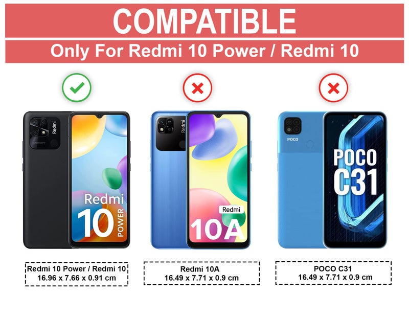 CEDO Backcover for Redmi 10 Power / 10C / Redmi 10 (4G) | Camera Protection Shockproof Bumper-Edge | Acrylic Crystal Clear 360 Degree Protection TPU+PC | Transparent Eagle Back Case Cover (Black) - Image 2