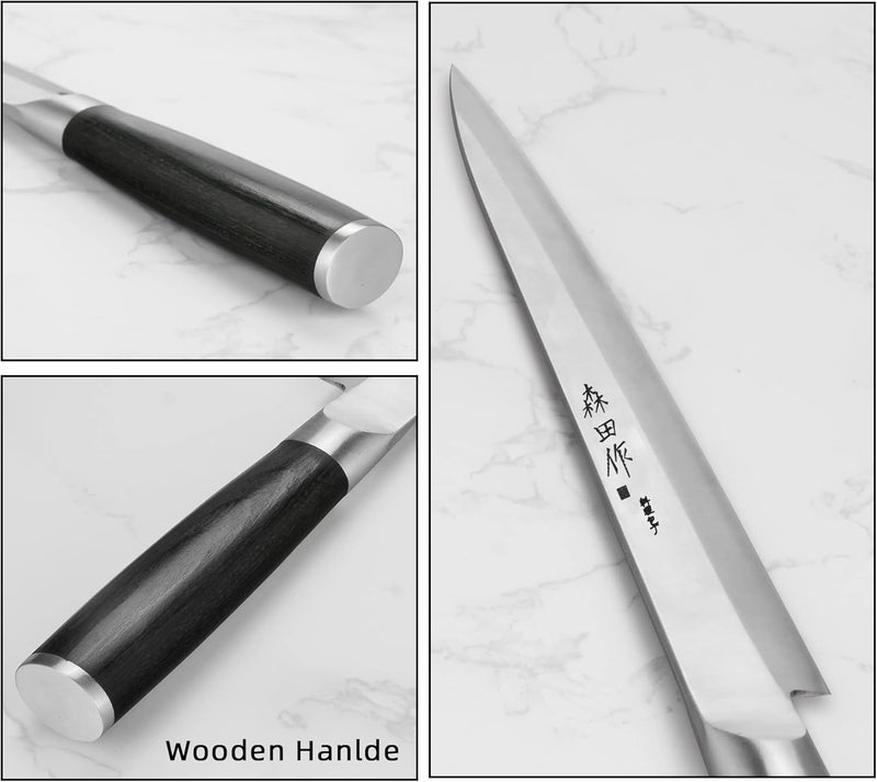 Sumteene Sushi Knife 9.5 inch(240mm), Sashimi Knife with High Carbon Stainless Steel Blade and Ergonomic Handle for Cutting Sushi & Sashimi, Fish Filleting - Image 4